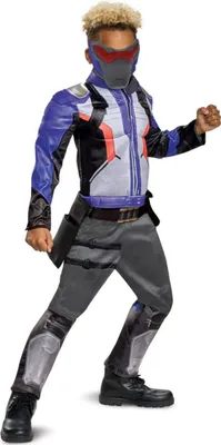 Produktbild von Overwatch Soldier 76 Kinder Muskelkostüm als Verkleidung für Gamer & Comic Con Größe: L