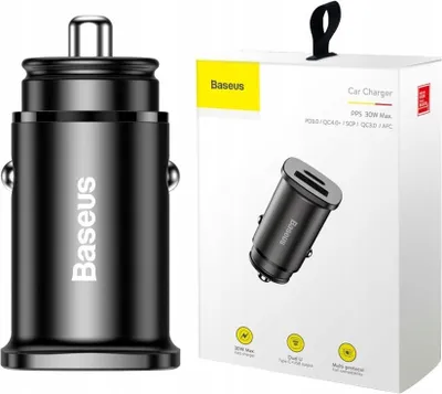 Zdjęcie produktu dla Baseus Square PPS inteligentna ładowarka samochodowa z portami USB Quick Charge 4.0 QC 4.0 i USB-C PD 3.0 SCP czarny (CCALL-AS01)