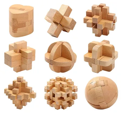 Image de Solidchoice - Jeu de réflexion en bois 3D, puzzle avec 9 pièces