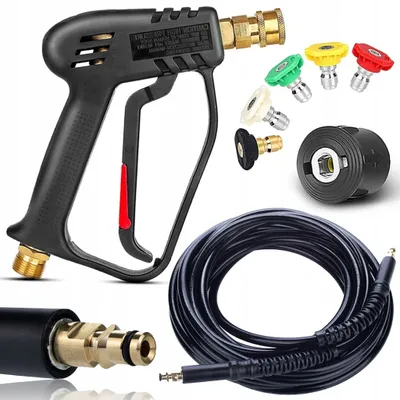 Immagine prodotto di Rosfix Set Pistola Idropulitrice Ad Alta Pressione 5 Ugelli + Tubo Flessibile da 10 m Click – Ricambio per Kärcher K2 – K7 | 160 bar, M22, 1/4”