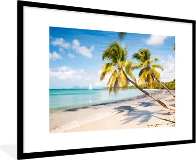 Produktbild von MuchoWow® MuchoWow® Gerahmtes Poster Strand - Palme - Schatten 90x60 cm - Poster mit zchwarzem Bilderrahmen - Wanddekoration - Fotos