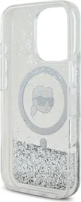 Image de Karl Lagerfeld Liquid Glitter Karl Head Magsafe Case pour Iphone 16 Pro - Clair