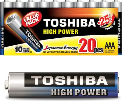 Immagine prodotto di TOSHIBA Batterie alcaline ad alta potenza LR03 AAA 1.5V CONFEZIONE 20pz