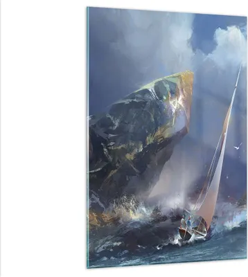 Produktbild von Bilder auf glas - Einteilig - Meer Segelboot - 80x120cm - Glasbilder - Wandbilder - Bilder - zum Aufhängen bereit - Wanddekoration aus Glas - Glas Bilder - Wandbild auf Glas - GPA80x120-3923
