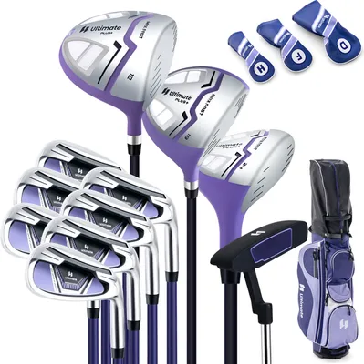 Produktbild von COSTWAY kompletný dámsky set golfových palíc, set golfových palíc pre pravákov 11-dielny set golfových palíc pre pravákov s krytom proti dažďu fialový