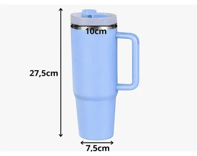 Immagine prodotto di Verk 07374 Tazza termica con manico e cannuccia, acciaio inossidabile, 1200 ml, blu
