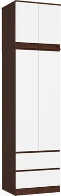 Obrázek produktu pro Akord Skříň s nadstavbou 2 dveře 2 zásuvky wenge/bílá 60x51x234 cm