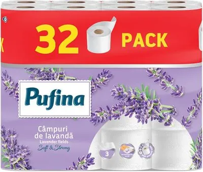 Obrázek produktu pro Toaletní papír "Lavender Fields", 3-vrstvý, 32 rolí, PUFINA PP21049