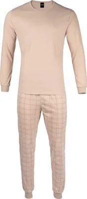 Produktbild von HEYO Herren Schlafanzug aus Baumwolle Pyjama Lang mit Bündchen Zweiteiliger Set Langarm Shirt mit Langer Hose kariert XL