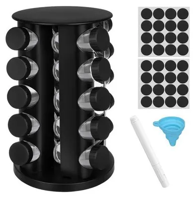 Obrázek produktu pro Ruhhy 27704 Sada dóz na koření v otočném stojanu 360°, 20 ks, černé