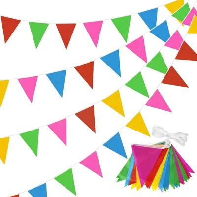 Wimpelkette, bunt, 40 m, 16 x 23 cm, Stoff, Partygirlande