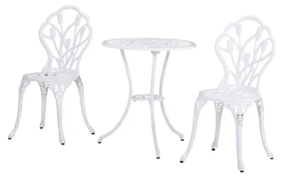 Immagine prodotto di Set Tavolino e 2 Sedie da Giardino in Alluminio Bianco