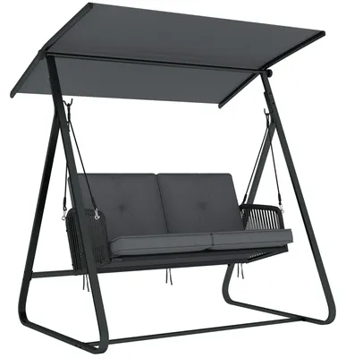 Produktbild von Outsunny Hollywoodschaukel Rattan 2-Sitzer Gartenschaukel mit Sonnendach