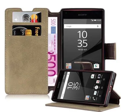 Immagine prodotto di Cadorabo Custodia per Sony Xperia Z5 COMPACT Custodia in marrone Custodia protettiva Custodia per cellulare Custodia Cover