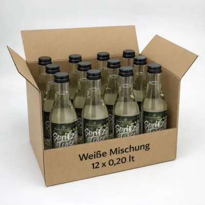 Produktbild von 12 x Spritz Tease 0,20 lt - Weißweinschorle in der Glasflasche - Ein Hauch von Sommer