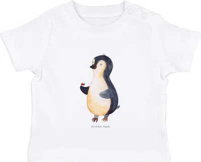 Produktbild von Mr. & Mrs. Panda Babyshirt Pinguin Marienkäfer 6. - 12. Monat - Weiß - Geschenk, Baby Top, Kleinkind T-Shirt, Liebe, Wunder, Kinder Oberteil, Glück, Kleine, Aufmerksam
