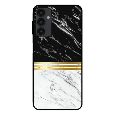 Image de Smartphonica Coque pour Samsung Galaxy A24 4G aspect marbré - coque arrière marbrée - Noir Blanc