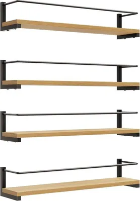 Produktbild von Famanu Kräuterregal Wandmontage - rustikales Holzregal für die Küche - 4 Stück