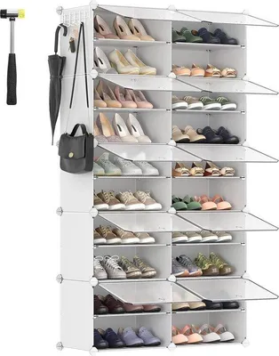 Produktbild von Famanu Schuhregal mit 10 Fächern - Weiß, 30 x 40 x 30 cm pro Fach