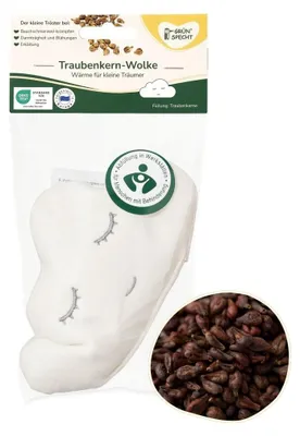Immagine prodotto di Cuscino di noccioli d'uva - Viso addormentato - 17 x 10,5 cm - 100% cotone