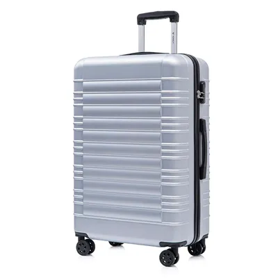 Produktbild von Koffer Trolley Reisekoffer Suitcase, Rollkoffer Handgepäck ,mit 4 Rollen360°, Hartschalenreisekoffer, Zahlenschloss, Weicher Gummigriff (XL,Silber)