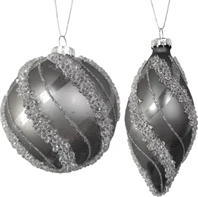 Produktbild von Weihnachtskugeln 2er Set Silber Glitzer