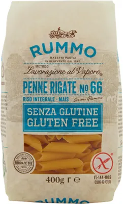 Image de Pâtes Penne Rigate sans gluten, marque Rummo, poids net : 400 g