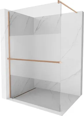 Produktbild von Mexen Kioto+ Walk-in Duschwand mit Regal 140 x 200 cm, transparent/matte, gebürstetes Kupfer - 800-140-121-65-35