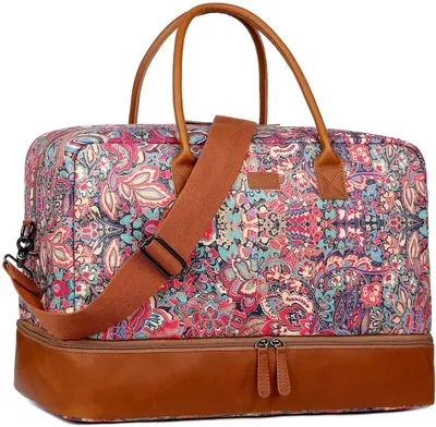 Image de Elzusha - Sac de voyage pour femmes, sac de week-end avec compartiment à chaussures
