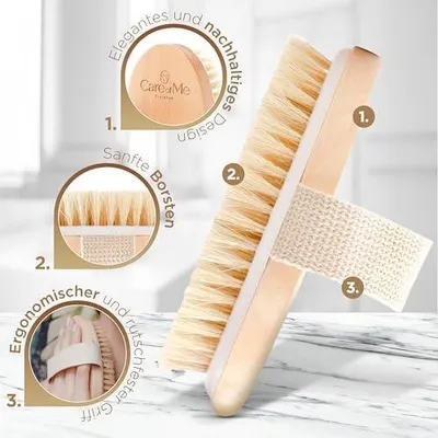 Produktbild von Trockenbürste mit Naturborsten für die Körperpflege und entspannende Anti-Cellulite-Massage