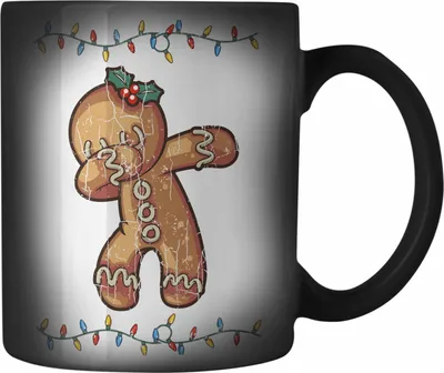 Produktbild von Trendation - Weihnachten Farbwechsel Zauber-Tasse Lebkuchenmann für Kinder WeihnachtsFarbwechsel Zauber-Tasse Lustig Geschenk Becher Jungs Jungen Mädchen Cute Lebkuchen Grafik (Schwarz)