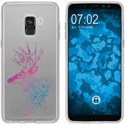 Produktbild von PhoneNatic Case kompatibel mit Samsung Galaxy A8 (2018) EU Version Silikon-Hülle Floral Hirsch M7-6