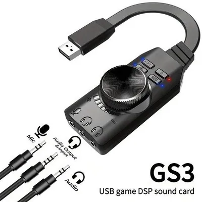 Image de Carte son USB pour PC dédiée au gaming, carte son USB externe pour ordinateur portable et smartphone, carte son virtuelle.