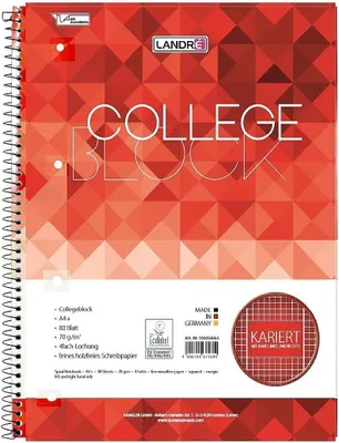 Produktbild von LANDRÉ 100050064 Collegeblock"college" DIN A4, kariert, 80 Blatt