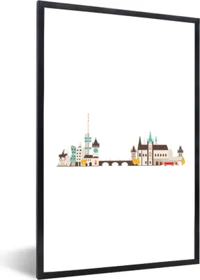 Produktbild von MuchoWow® Gerahmtes Poster Prag - Tschechische Republik - Skyline 20x30 cm - Poster mit Schwarzem Bilderrahmen Wandposter Rahmen Foto Bilder - Drucken - Bilder Poster im Rahmen
