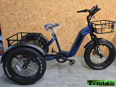 Produktbild von Elektro Dreirad Zemto-Revom Trike T2, 720 WH, Nabenmotor, metallic blau, dicke Reifen