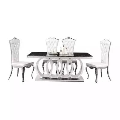 Produktbild von Moderner Silber Esstisch Edelstahltisch Esszimmer Designer Möbel