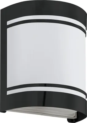 Produktbild von EGLO Außen Wandlampe Cerno, 1 flammige Außenleuchte, Wandleuchte aus verzinktem Stahl in Schwarz und satiniertem Glas in Weiß, Außenlampe E27, IP44