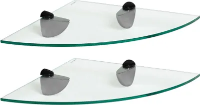 Produktbild von Harbour Housewares Eckregale aus Glas, schwebend – 30 cm – Transparent/Schwarz – 2er-Pack
