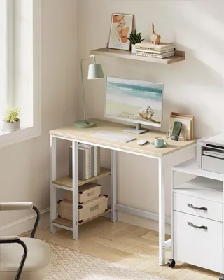 Produktbild von Schreibtisch – Arbeitstisch – Arbeitstisch – Spanplatte und Stahl – 100 x 50 x 76 cm – Braun-Weiß