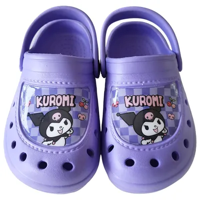 Produktbild von Hello Kitty Clogs für Mädchen - Kuromi kariert Kinder Sandalen Pantoletten Hausschuhe Gartenschuhe rutschfest Lila 27-28