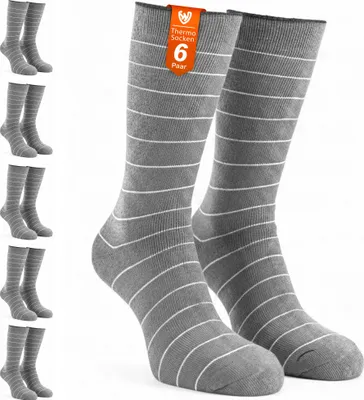 Produktbild von Thermo-Wintersocken 6er Pack 2.0 TOG Extra Warme – Dick, plüschig & kuschelig, Farbe:Grau, Größe:47-50