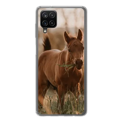 Produktbild von MuchoWow® Handyhülle Schutzhülle Hülle für Samsung Galaxy A12 Pferd - Sonne - Gras Silikon Softcase Handy Hülle - Bild