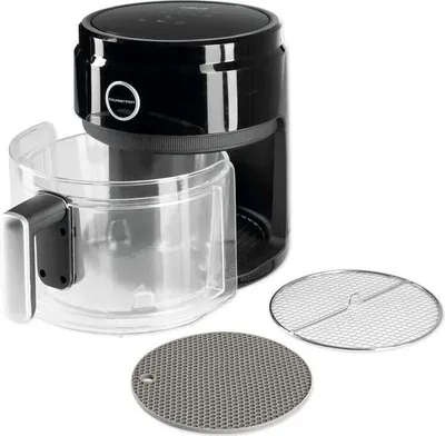 Produktbild von GOURMETmaxx Heißluft-Fritteuse Digital mit Glas-Garkorb 3,3 l schwarz Friteuse Heißluft Fritöse Sichtfenster Timer Air Fryer schwarz Ofen Grill
