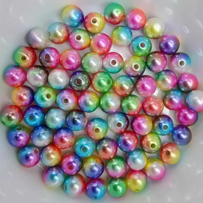 Image de Perles de cire multicolores scintillantes env. 100 pièces, 8mm, rose, jaune, bleu, blanc, vert