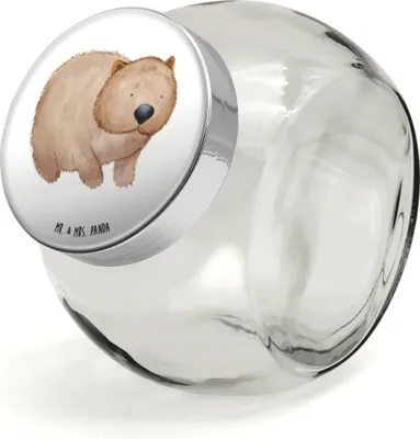 Produktbild von Mr. & Mrs. Panda Teedose Wombat XL 2000ml - Weiß - Geschenk, Süßigkeiten Glas, Glasdose, Motivation, Das Leben Ist schön, Spruch, Vorratsdose, Tiermotive, Kaffeedose