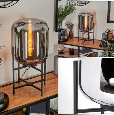 Produktbild von Morgex Tischlampe aus Metall/Glas in Schwarz/Chromfarben