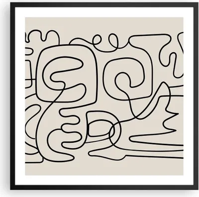 Produktbild von Gerahmtes Poster - Schwarzer Rahmen - Linien Figuren Formen - 60x60 cm - Wand Bild - Wanddeko - Wandbilder - Kunstposter - Wandposter - Bilderrahmen - Bilder - Kunstdruck - P2BAC60x60-5121