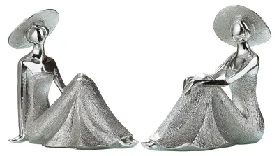 Immagine prodotto di Gilde Figur, statuetta, resina, color argento, L. 16,5 cm, P. 8,5 cm, H. 17 cm. Codice: 36288. Codice prodotto: 4009079362886. Confezione da 2 pezzi (assortita)