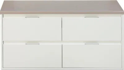 Produktbild von Sanox Waschtischunterschrank Porto BxHxT 120 x 55 x 50 cm Frontfarbe weiß hochglanz mit WT-Platte kieselgrau